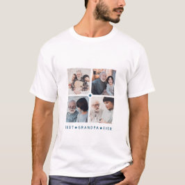 オーダーメイドのモダンな4枚の写真入り'ベスト・グランパ・エバー' Tシャツ