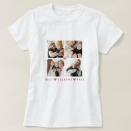 オーダーメイドのモダンな4枚の写真入り'史上最高のおばあちゃん' Tシャツ