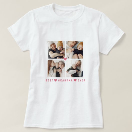 オーダーメイドのモダンな4枚の写真入り'史上最高のおばあちゃん' Tシャツ (デザイン正面)