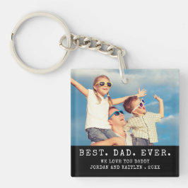 オーダーメイドのモダンなBEST DAD EVER 2枚の写真入りギフト キーホルダー