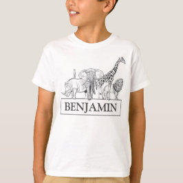 オーダーメイドのモノクロ動物の誕生日 Tシャツ