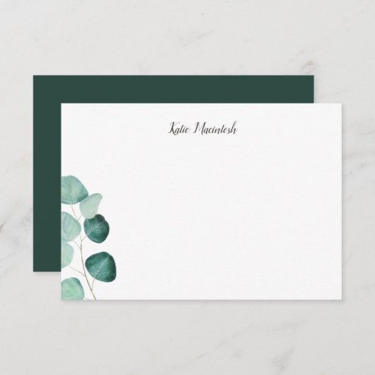 オーダーメイドのユーカリ便箋 サンキューカード (正面/裏面)