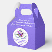 オーダーメイドのライラック色のパンジー、花のギフトボックス フェイバーボックス (裏面)