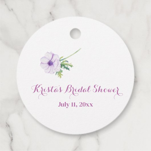 オーダーメイドのラナンキュラスとアネモネのウェディングサンクスカード フェイバータグ (裏面)