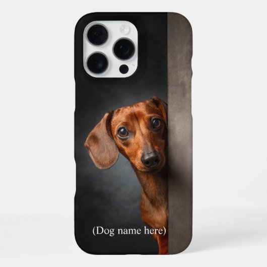 オーダーメイドのレッドダックスフントの肖像画 iPhoneケース (裏面)