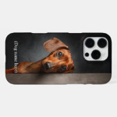 オーダーメイドのレッドダックスフントの肖像画 iPhoneケース (裏面横)