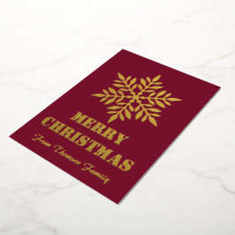 オーダーメイドのレッド+ゴールド箔雪の結晶クリスマス 箔シーズンカード