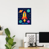 オーダーメイドのロケット打ち上げ宇宙保育園 ポスター (ホームオフィス)