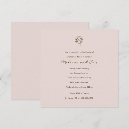 オーダーメイドのローズ招待状 招待状 (正面/裏面)