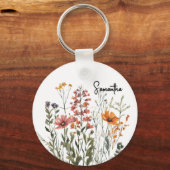 オーダーメイドのワイルドフラワーのキーチェーン 母の日 お母さんへのプレゼント キーホルダー (正面)