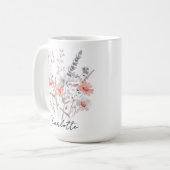 オーダーメイドのワイルドフラワーマグカップ、彼女とお母さんへのギフト コーヒーマグカップ (正面左)