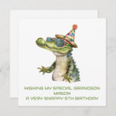 オーダーメイドのワニの誕生日カード　息子　孫 (正面/裏面)