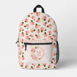 オーダーメイドのヴィンテージガーデンの花 プリントバックパック
