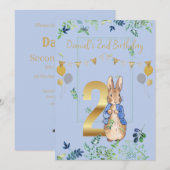 オーダーメイドの二回目の誕生日ピーター・ザ・ラビット 招待状 (正面/裏面)