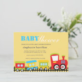 オーダーメイドの交通機関の列車男の子シャワー 招待状 (スタンド正面)