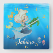 オーダーメイドの人魚 スクエア壁時計 (正面)