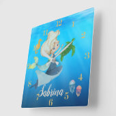 オーダーメイドの人魚 スクエア壁時計 (傾斜)