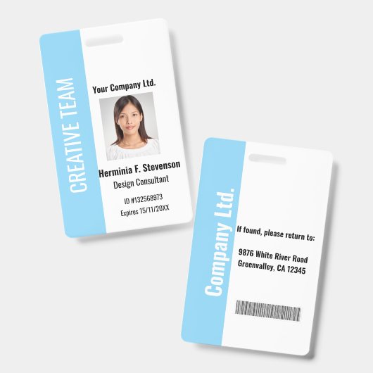 オーダーメイドの企業用従業員IDバッジ（ターコイズ） バッジ (正面＆裏面)