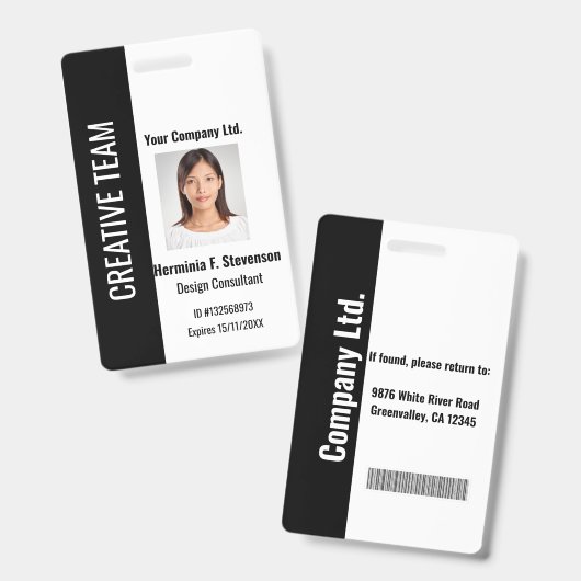 オーダーメイドの企業用従業員IDバッジ(ターコイズ) バッジ (正面&裏面)