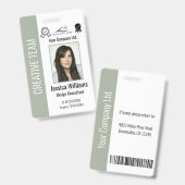 オーダーメイドの企業用従業員ID(サージグリーン) バッジ (正面&裏面)