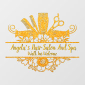 オーダーメイドの偽のゴールドグリッター ヘアサロンとスパ ウィンドウサイン (シート)