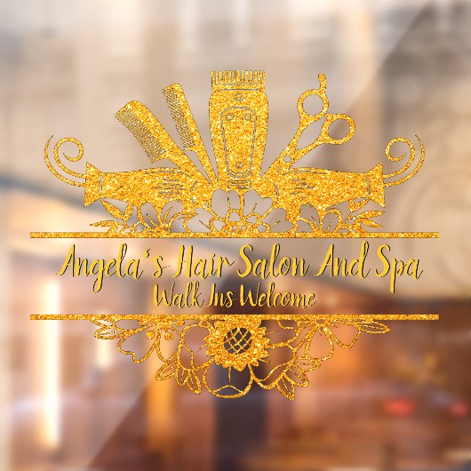 オーダーメイドの偽のゴールドグリッター ヘアサロンとスパ ウィンドウサイン (シート2)