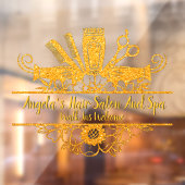 オーダーメイドの偽物ゴールドグリッター ヘアサロン＆スパ ウィンドウサイン (シート2)