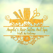 オーダーメイドの偽物ゴールドグリッター ヘアサロン＆スパ ウィンドウサイン (シート3)