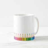 オーダーメイドの先生の名前入りカラフル鉛筆 コーヒーマグカップ (正面右)