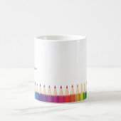 オーダーメイドの先生の名前入りカラフル鉛筆 コーヒーマグカップ (中央)