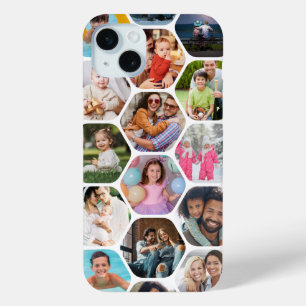 オーダーメイドの六角形のマルチフォトコラージュ iPhone 15 MINIケース