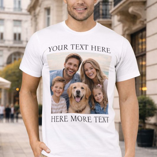 オーダーメイドの写真とテキストまたは名前入りエレガント・セリフ Tシャツ