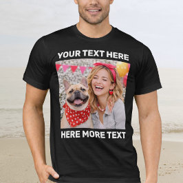 オーダーメイドの写真とテキストまたは名前 太字のサンセリフ Tシャツ
