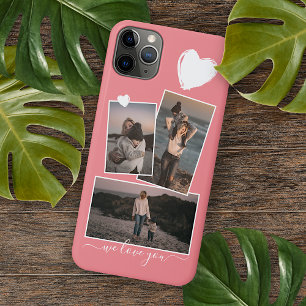 オーダーメイドの写真とハートのデザインが施されたサーモンピンクのケース iPhone 11 PRO MAXケース