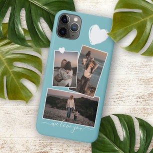 オーダーメイドの写真とハート ターコイズ ブルー iPhone 11 PRO MAXケース