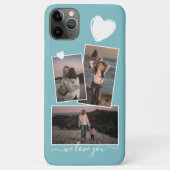 オーダーメイドの写真とハート ターコイズ ブルー Case-Mate iPhoneケース (裏面)