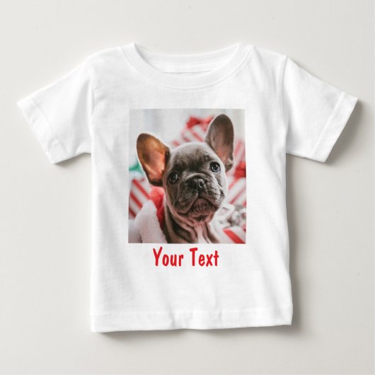 オーダーメイドの写真と面白いテキスト ベビーTシャツ (正面)
