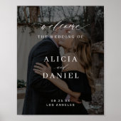 オーダーメイドの写真を使ったエレガントなスクリプト結婚式ウェルカムサイン ポスター (正面)