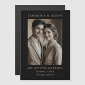 オーダーメイドの写真フォーマルブラック結婚式Save the Date マグネット招待状 (正面/裏面)