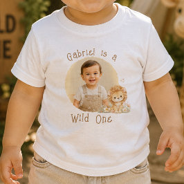 オーダーメイドの写真入りワイルドワン1歳の誕生日ベビーTシャツ ベビーTシャツ