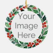 オーダーメイドの写真 クリスマス ヒイラギ 陶器 オーナメント (裏面)