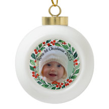 オーダーメイドの写真 クリスマス ヒイラギ 陶器 オーナメント