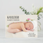 オーダーメイドの写真 赤ちゃん女の子の誕生お知らせカード 案内状 (スタンド正面)