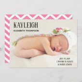 オーダーメイドの写真 赤ちゃん女の子の誕生お知らせカード 案内状 (正面/裏面)