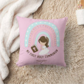 オーダーメイドの初めての聖体拝領 女の子 ブラウン髪 クッション (ブランケット)