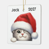 オーダーメイドの可愛いクリスマス スコティッシュフォールド 猫 セラミックオーナメント (左)
