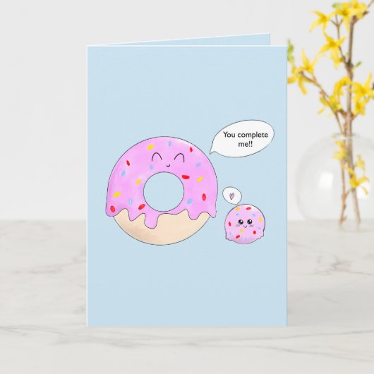 オーダーメイドの可愛いドーナツの駒で、あなたが私を完全な人間にしてくれる カード (黄色い花)