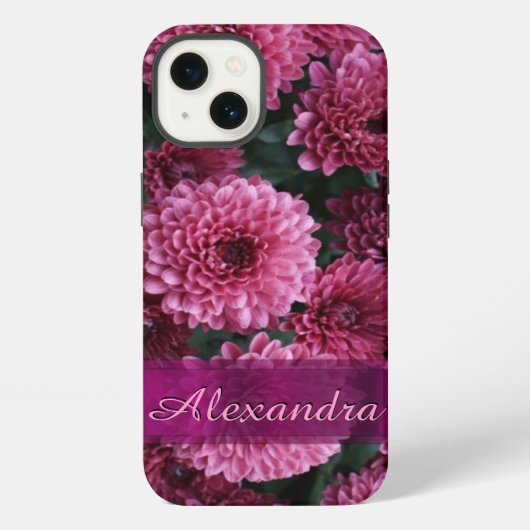 オーダーメイドの可愛いピンクのキクの花 iPhoneケース (裏面)