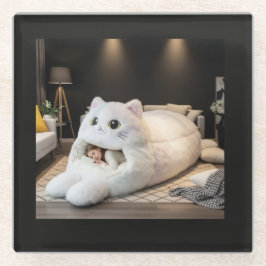 オーダーメイドの可愛い猫ベッド ガラスコースター