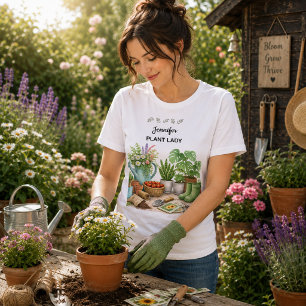 オーダーメイドの可愛いPlant Lady 庭園 トライブレンドTシャツ